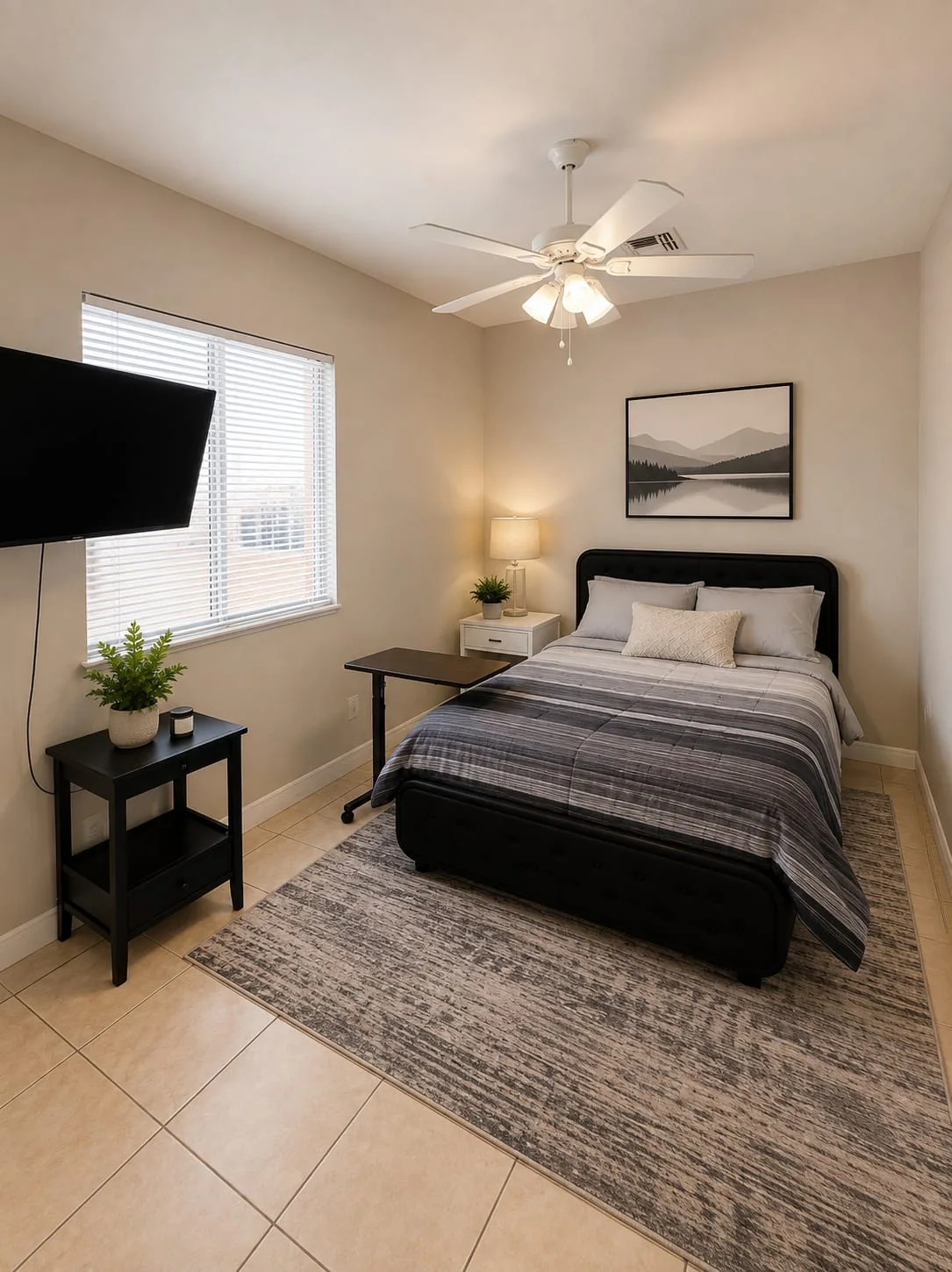 Private resident bedroom with a comfortable bed